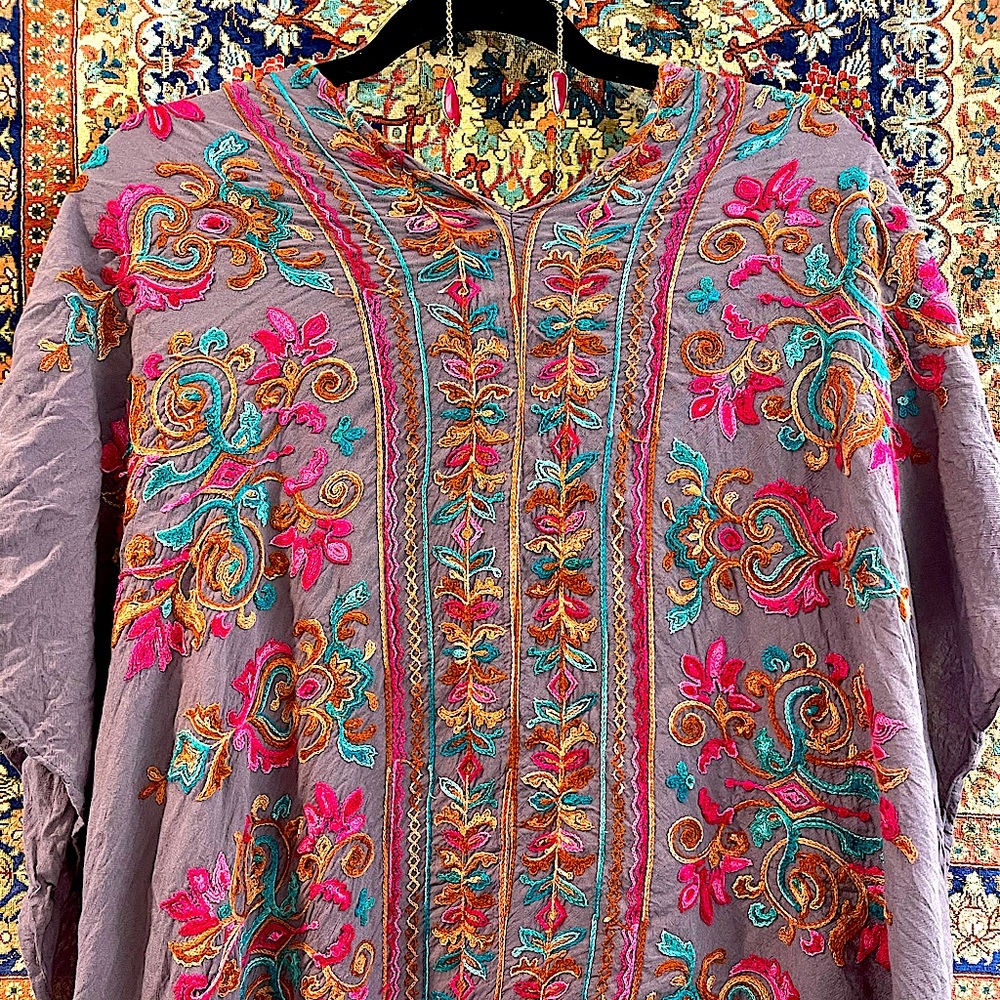 Embroidered flowy top